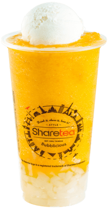 Ice Blended: Peach Tea Ice Blended with Lychee Jelly